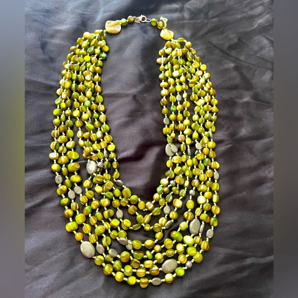 Retired Silpada Necklace Mother of Pearl Pyrite Multi
Chain Necklace